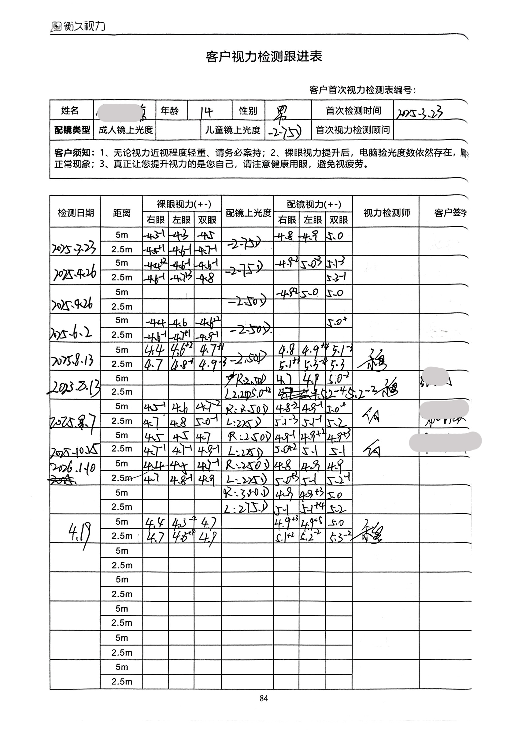 裸眼视力案例 37