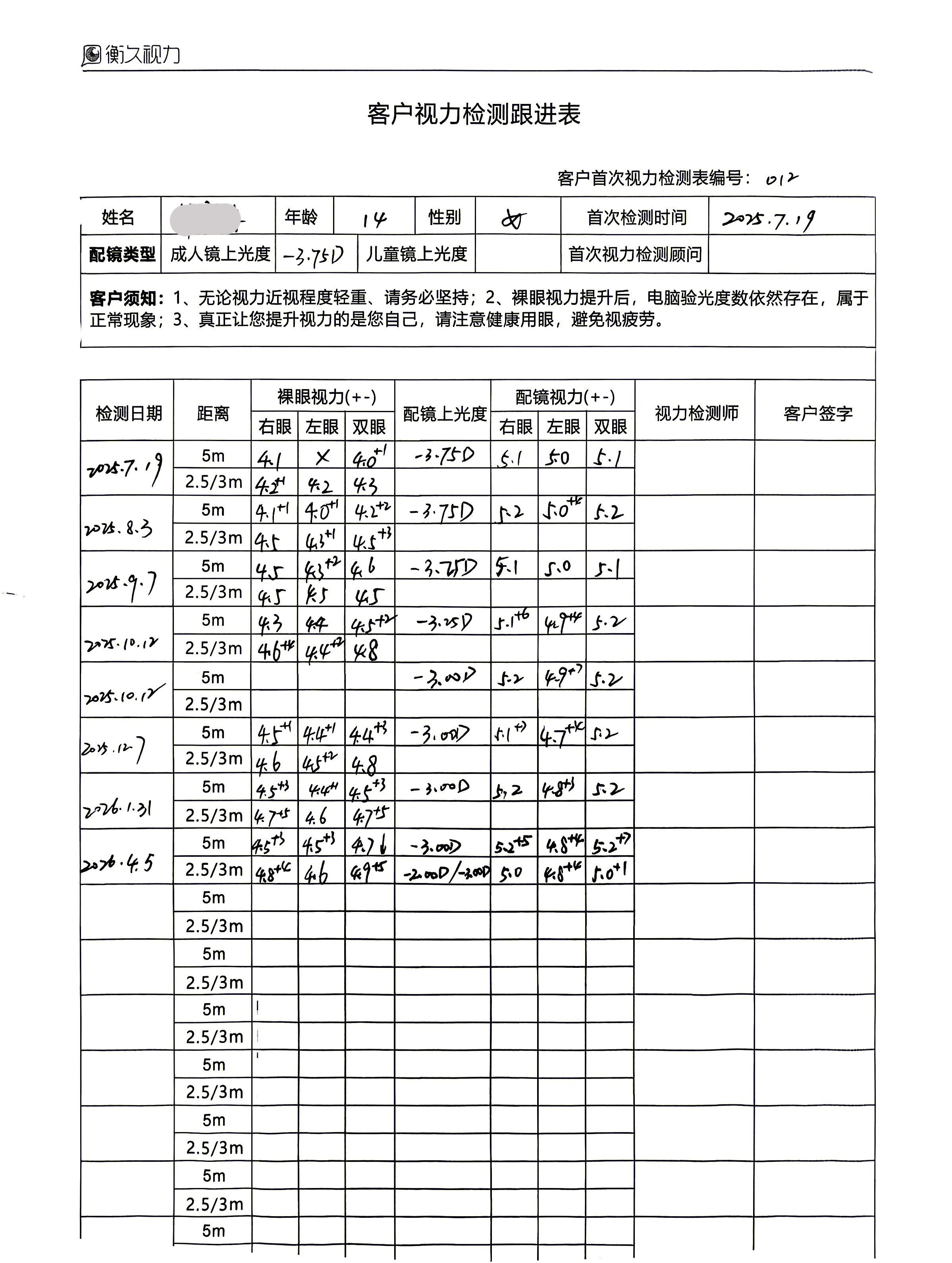 裸眼视力案例 72